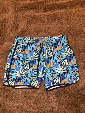 SUNDEK Tropical Toucan Floral Board Shorts Blue Men’s 32